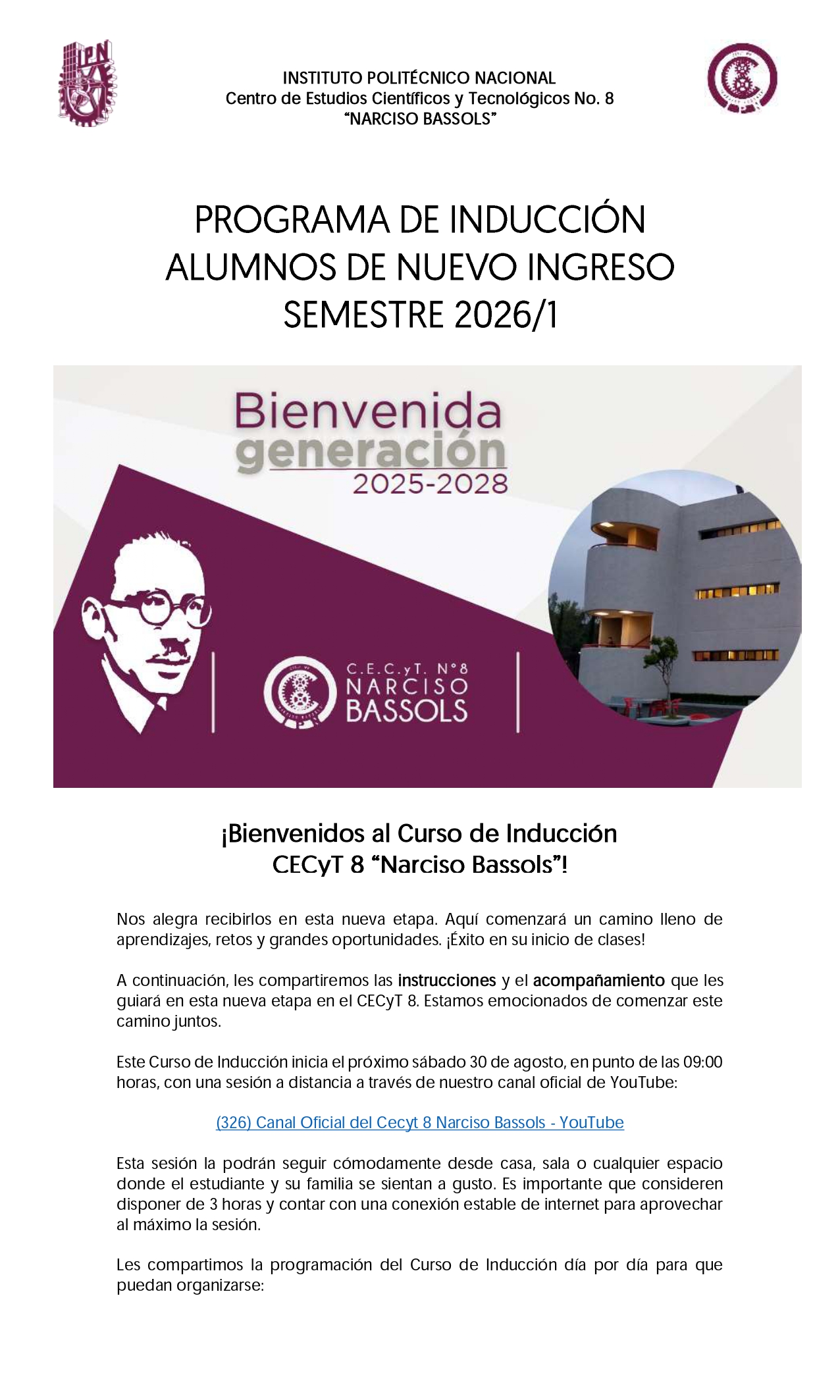 Programa inducción 2025 portada